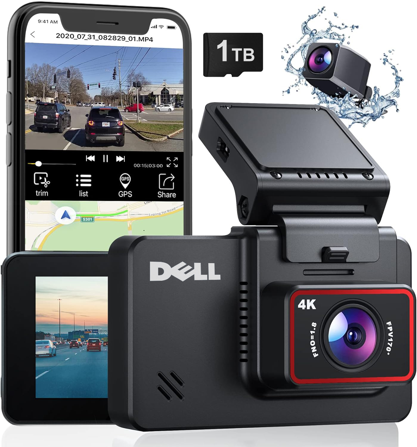 Dell vezetésrögzítő + magyar menü + HD éjjellátó + GPS + nagy kapacitású memóriakártya (1TB) + HD hátlapi kamera + 24 órás parkolásfigyelés + Sony szenzor + magyar nyelvű kézikönyv